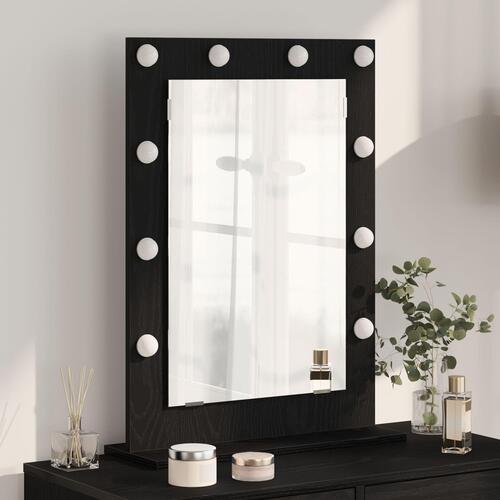 Spejl Sort egetræ Træ 70 x 50 x 18 cm Makeup spejl Rektangulær
