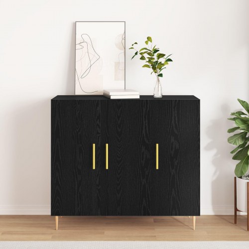 Skab i Sort Eg 90x34x80 cm - Ingeniørtræ