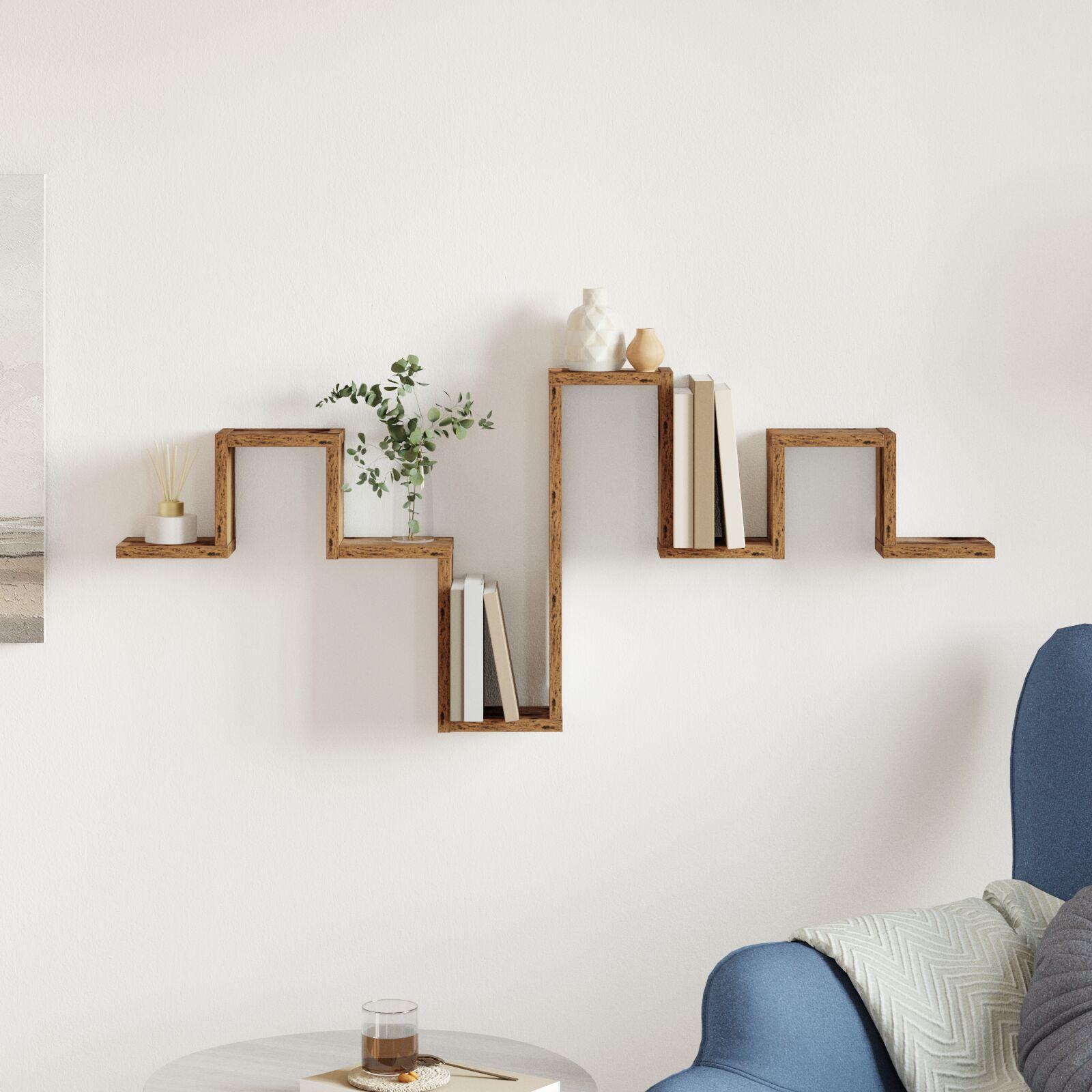 Væg hylde Gammelt træ 104,5x10x43 cm Ingeniørtræ