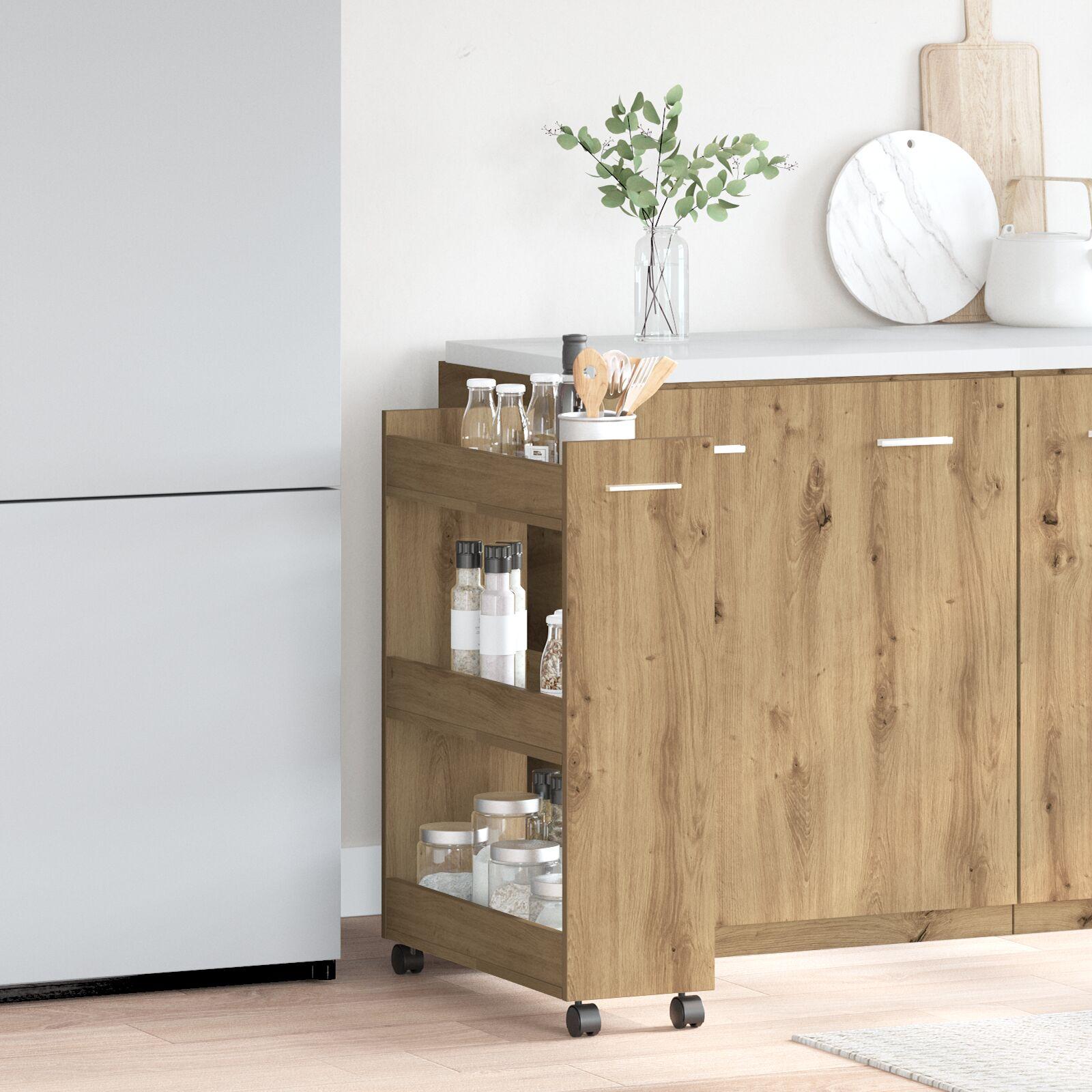 Kabinet med hjul artisan eg 60 x 22 x 79 cm Konstrueret træ billede