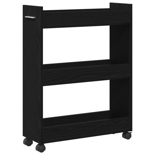 Rulleskab Sort Eg 60x22x79 cm Konstrueret Træ