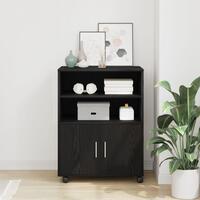 Rulleskab Sort Eg 60x48x81 cm Konstrueret Træ