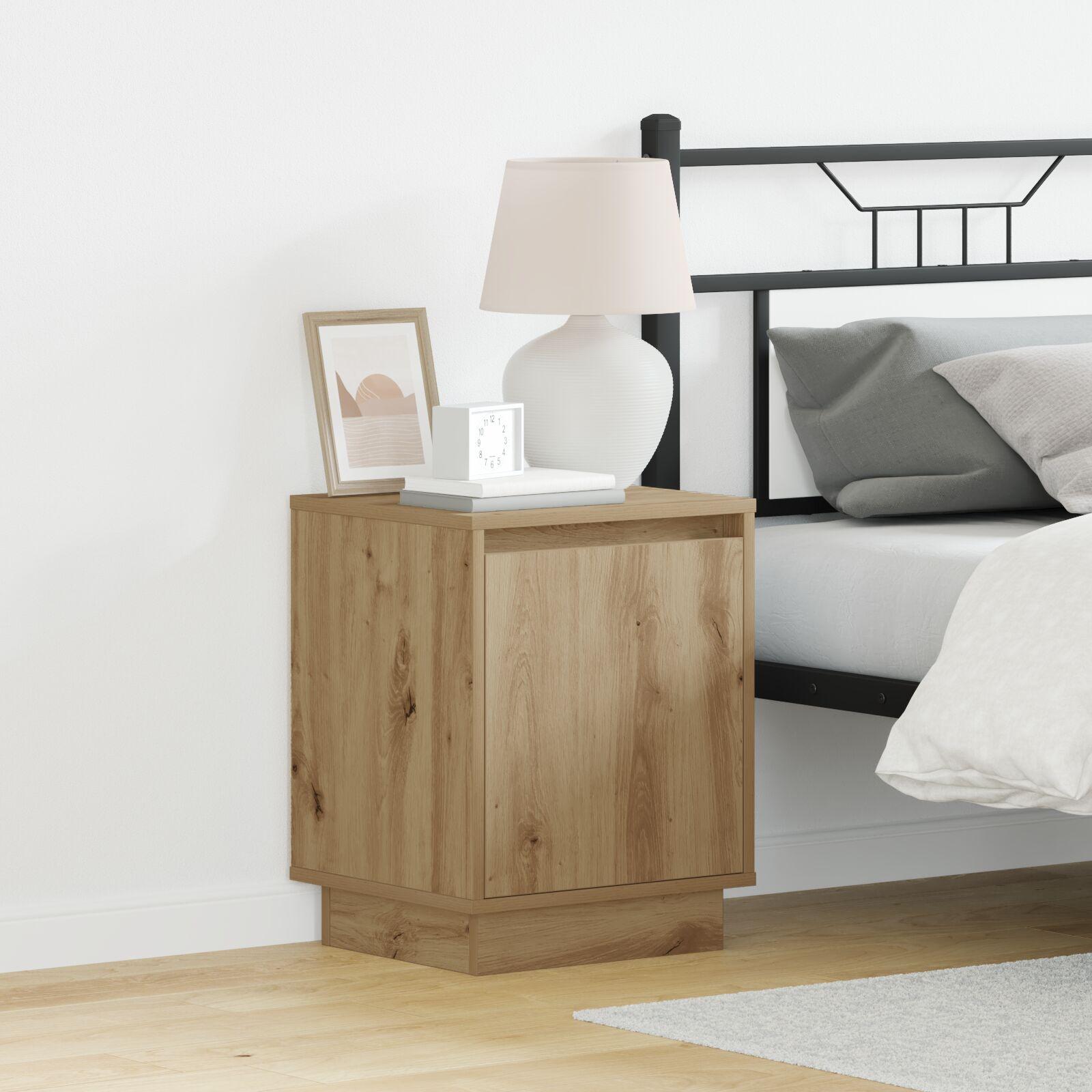Sengeborde med LED-lys 2 stk Artisan Eg 39x34,5x50 cm