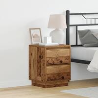 Sengeborde med LED-lys 2 stk Gamle træ 39x34,5x50 cm