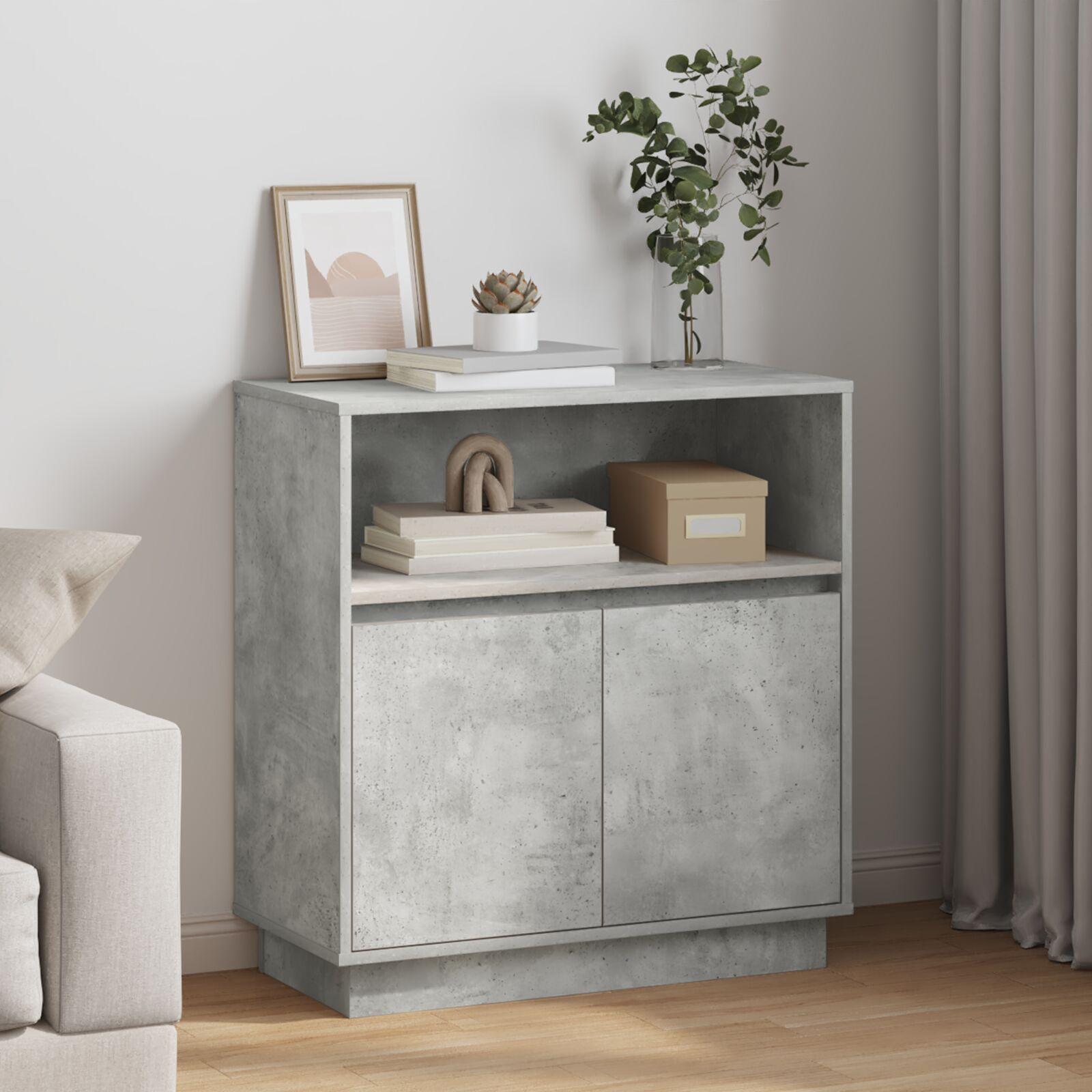 Sideboard med LED Beton Grå 71x34,5x75 cm Konstrueret Træ