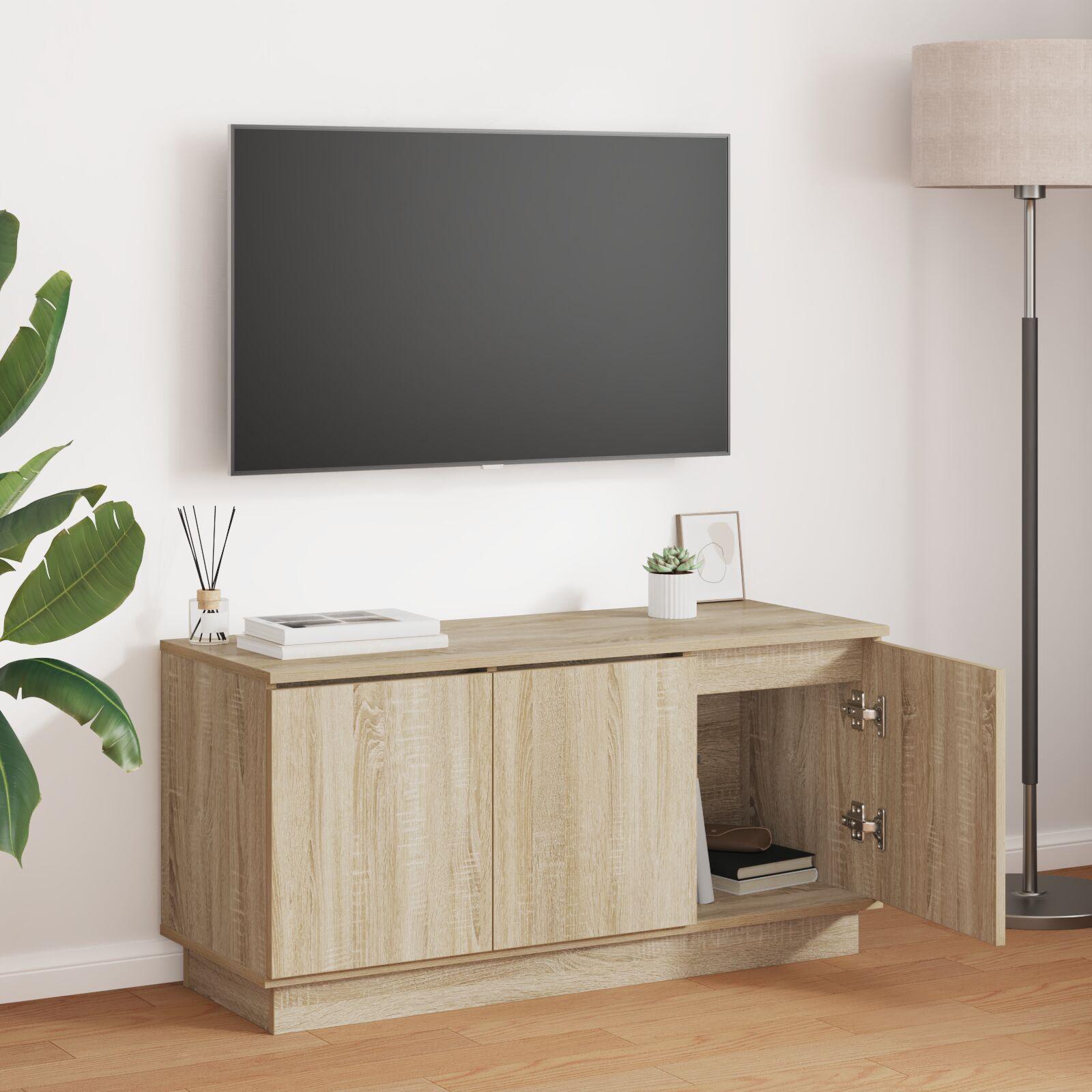 TV Skab med LED Sonoma-eg 100 x 38 x 49 cm Konstrueret træ billede