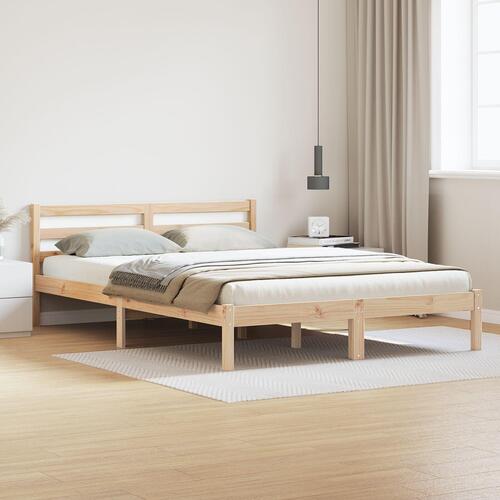 Seng med Hovedgærde 140x210 cm Massivt Fyrretræ