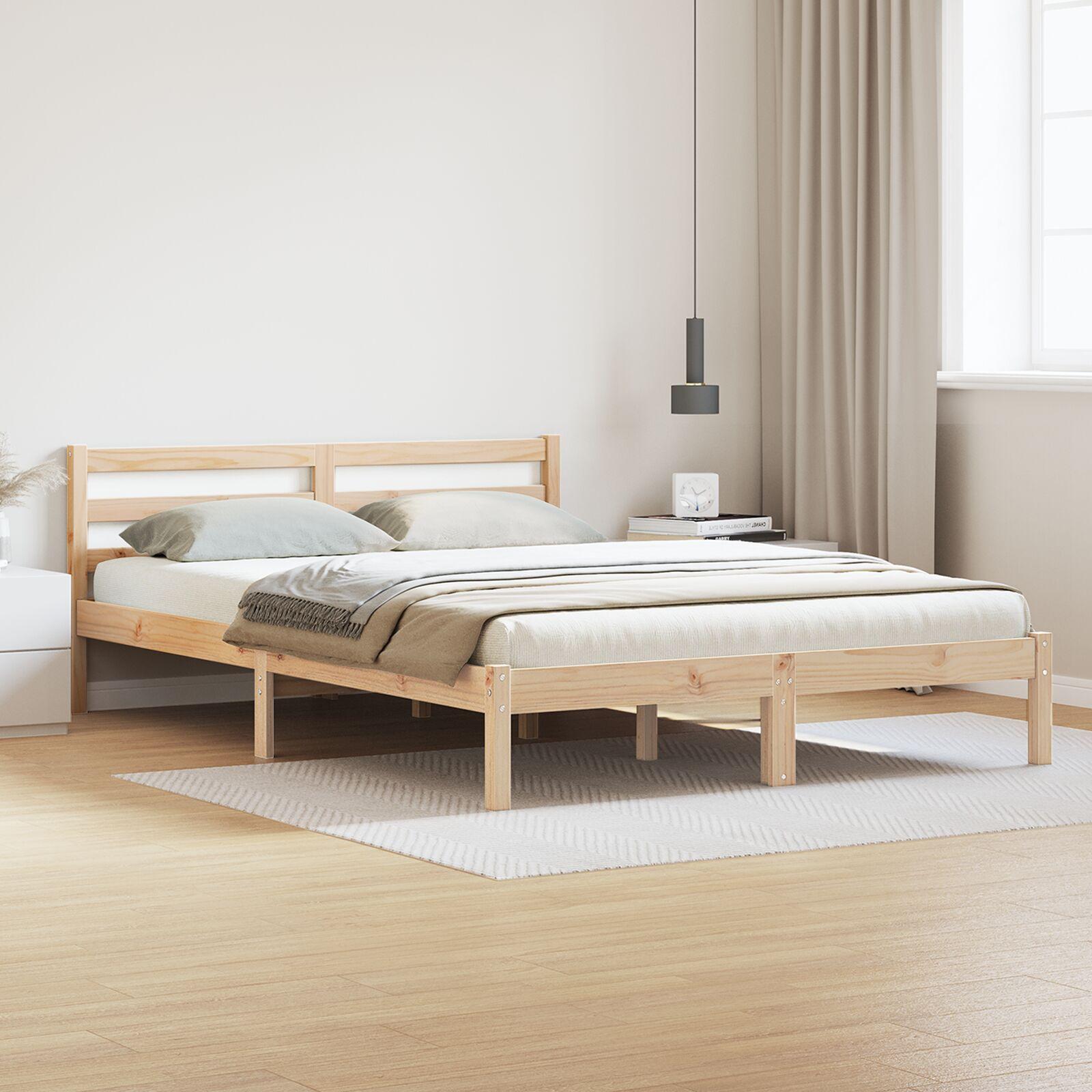 Seng med Hovedgærde 140x210 cm Massivt Fyrretræ