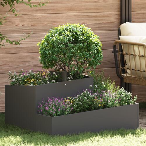 Plantekasse Sort 80x80x50 cm Koldvalset Stål