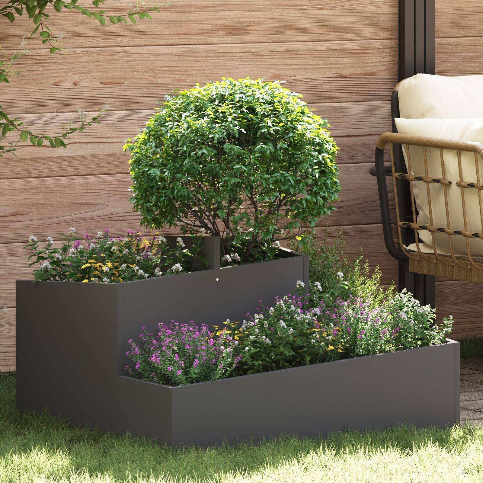 Plantekasse Sort 80x80x50 cm Koldvalset Stål