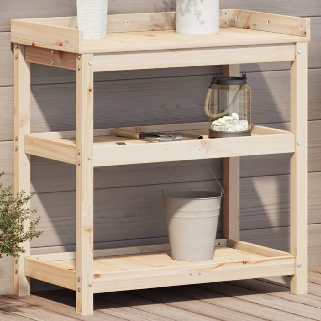 Plantebord med hylder 82,5x45x86,5 cm massivt fyrretræ