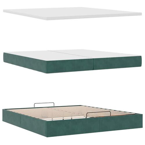 Osmannisk sengeramme med madrasser 200x200 cm fløjl mørkegrøn