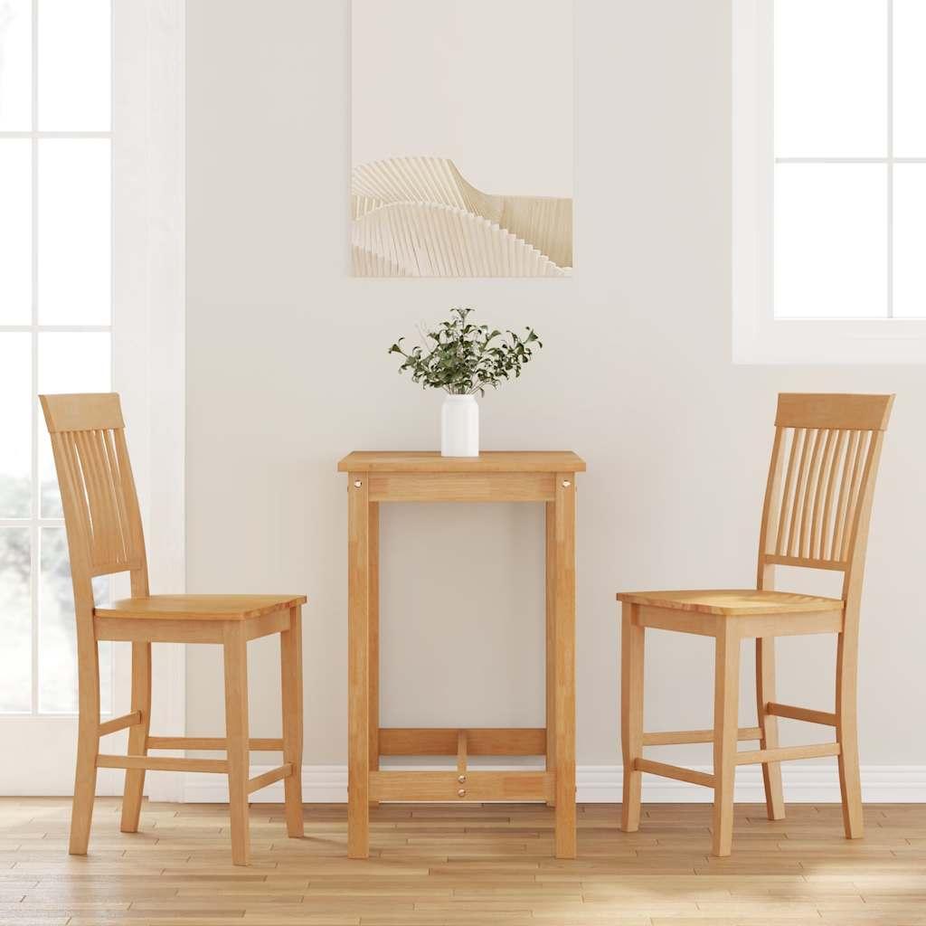 Barstole 2 stk. massivt gummitræ naturfarvet billede
