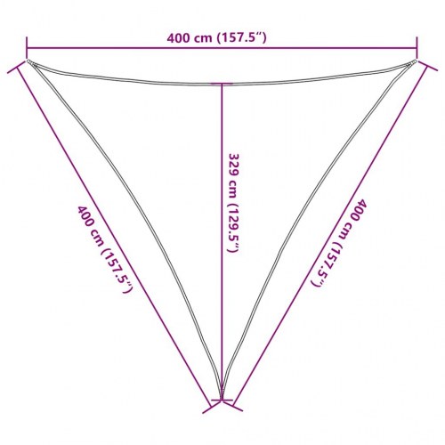 Solsejl trekantet 4×4×4 m - HDPE 160 g/m², sandfarvet
