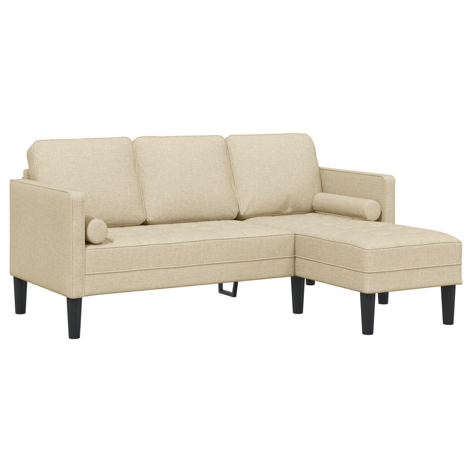 3-personers Chaiselong sofa Creme 160 cm stof