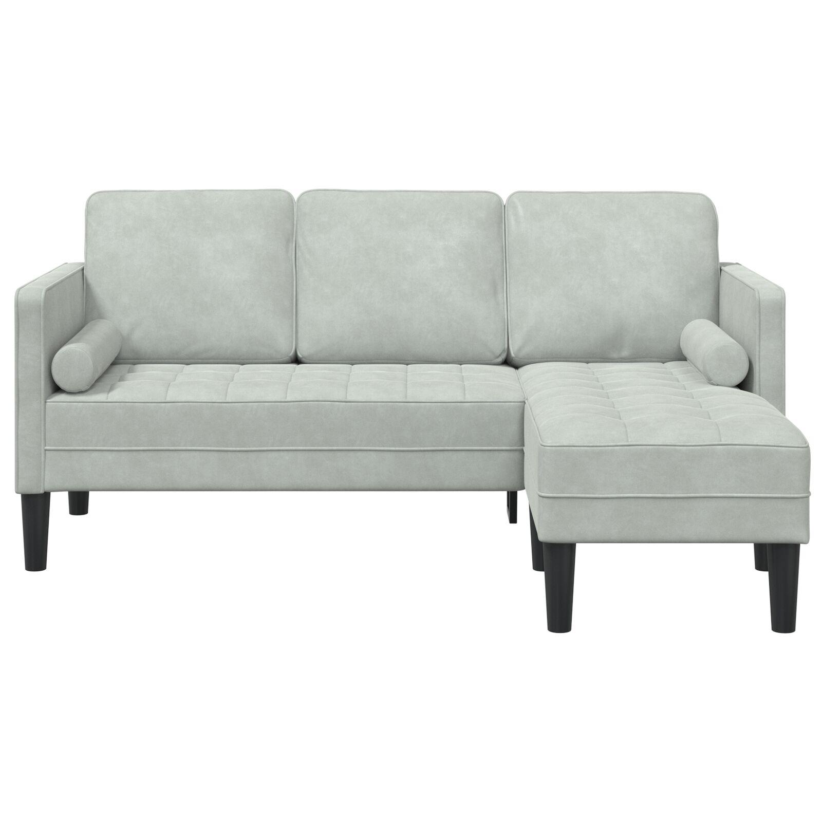 3-personers Sofa med Chaise L-formet Lys Grå 160 cm Velour