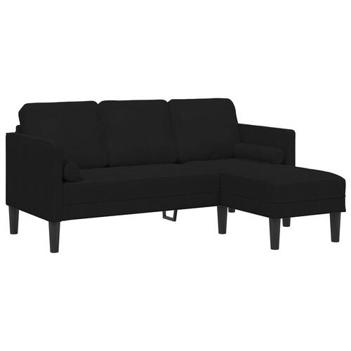 3-personers sofa med chaise L-formet sort 160 cm fløjl