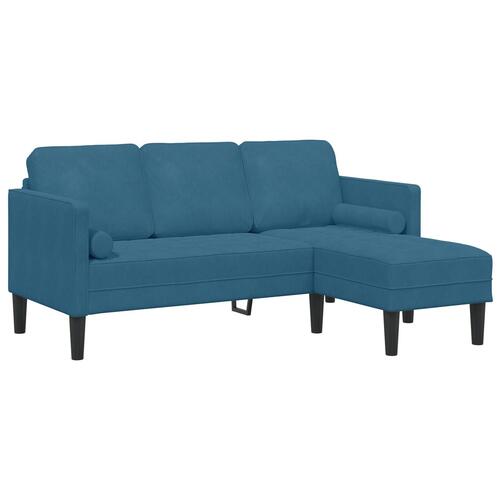 L-formet Sofa Blå 173x131x67 cm Fløjl