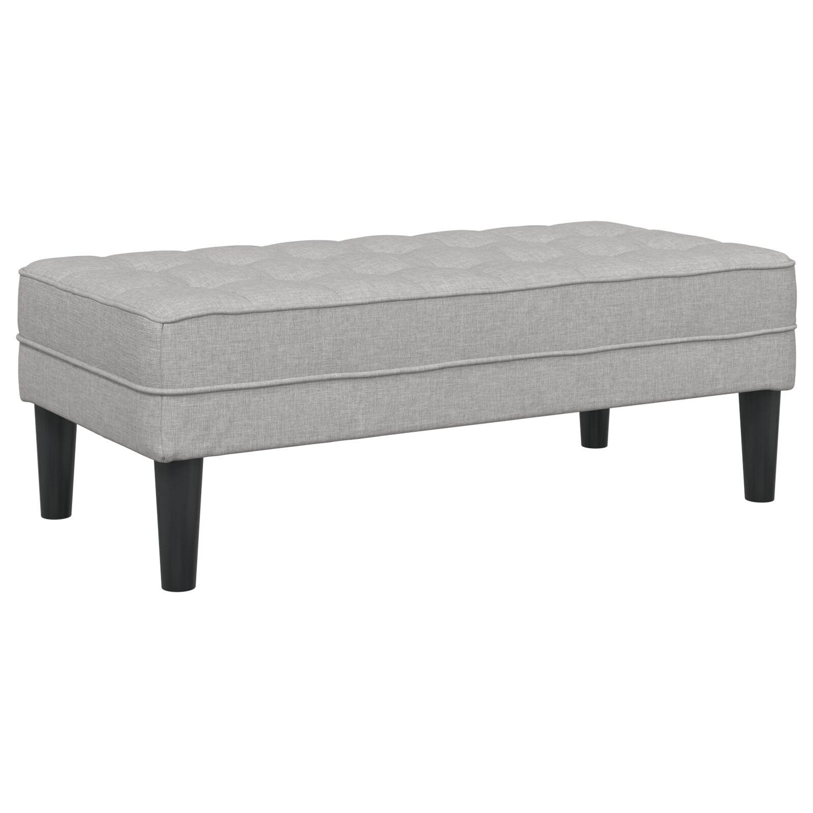 Bænk med pude - skygrå stof, 113 × 57 × 39 cm