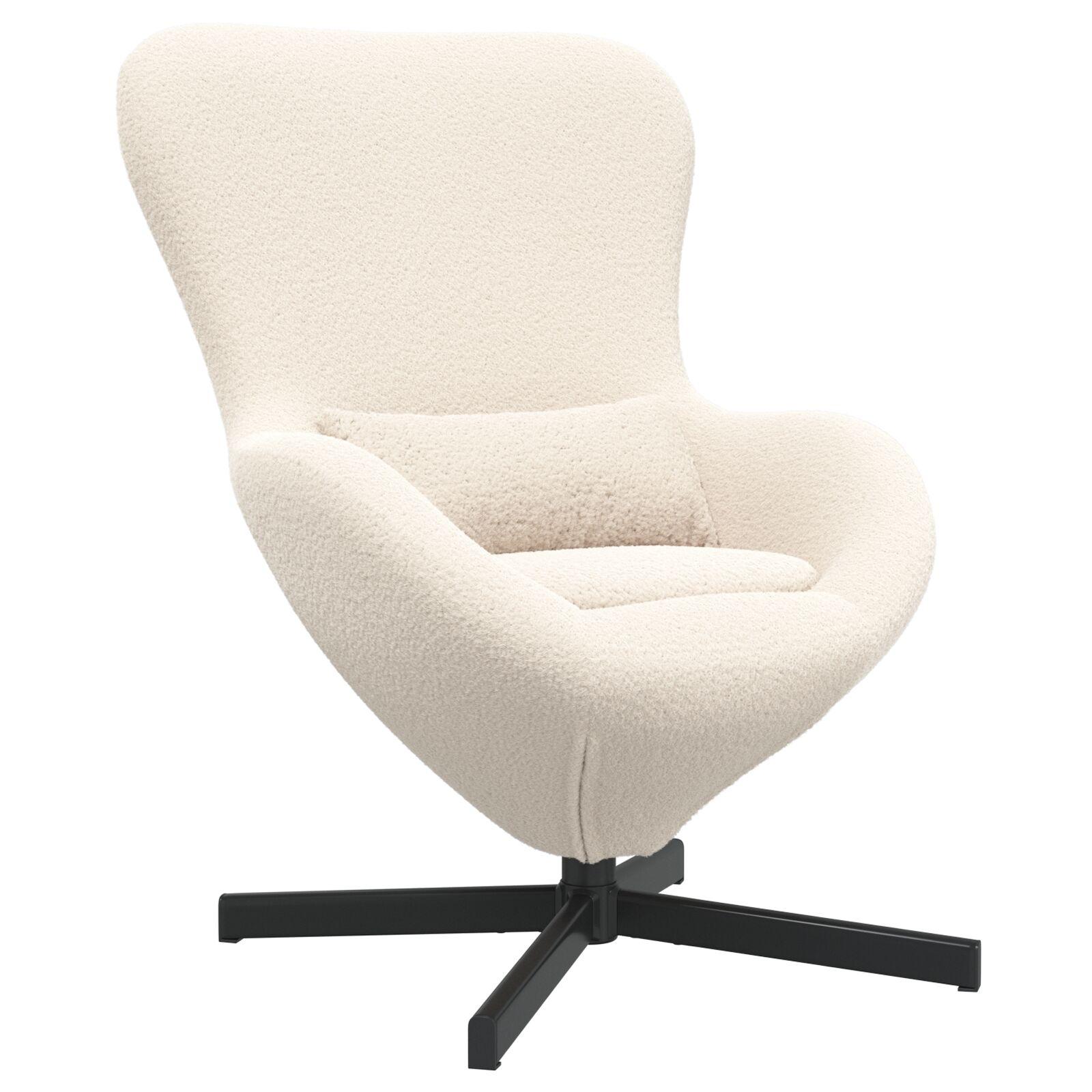 Æggestol Creme 63 x 73 x 90 cm Krøllet Uld-lignende Stof billede