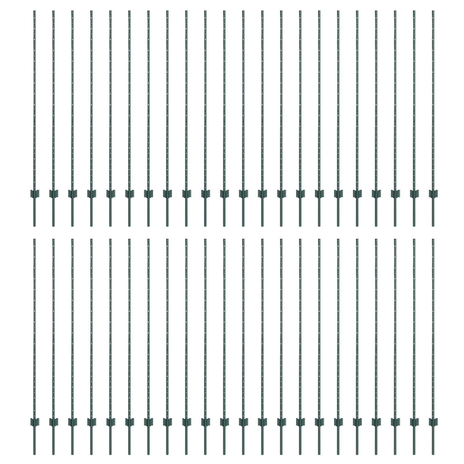 Hegnsposter 44 stk U-Kanal Grøn 200 cm Stål