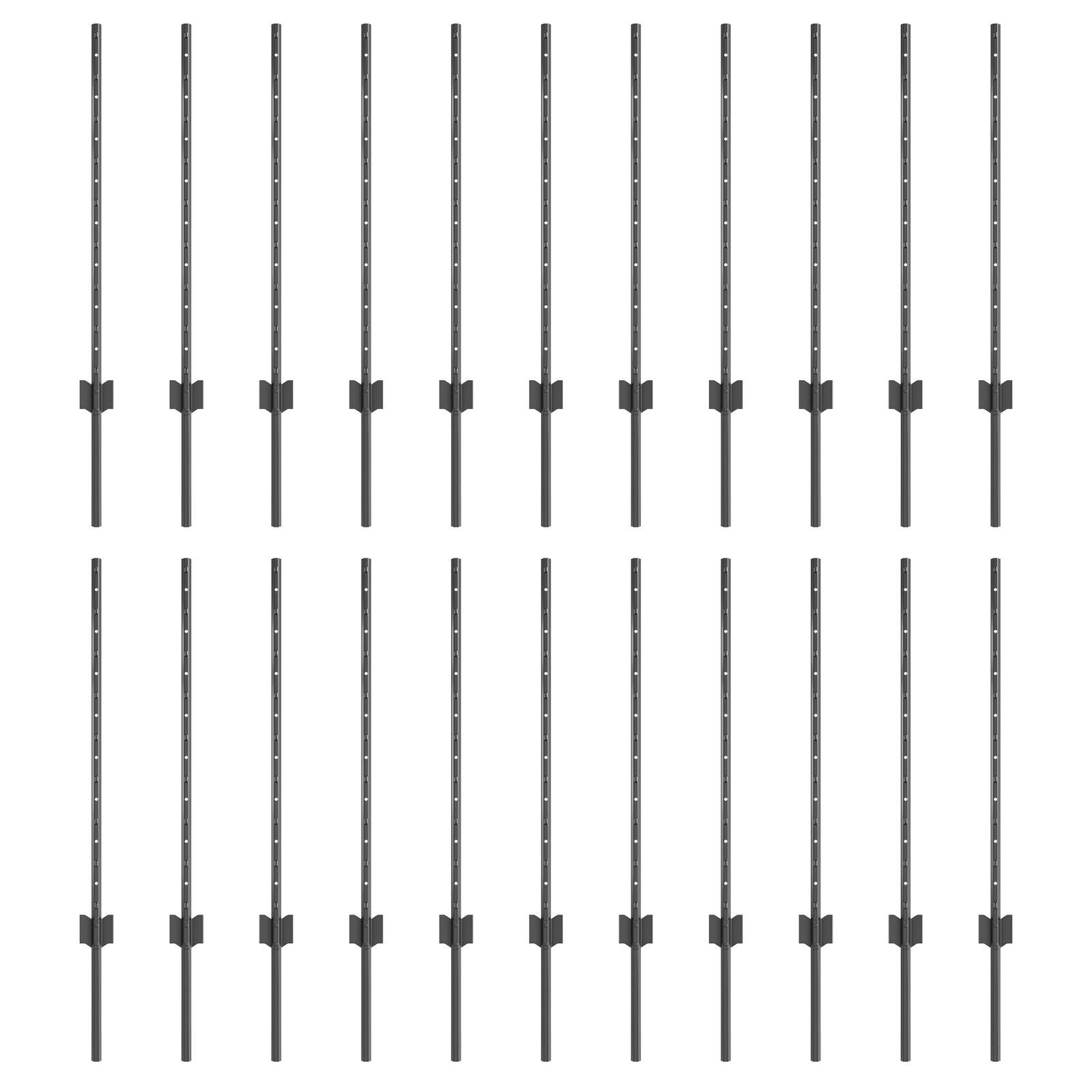 Hegnsposter 22 stk U-kanal grå 120 cm stål