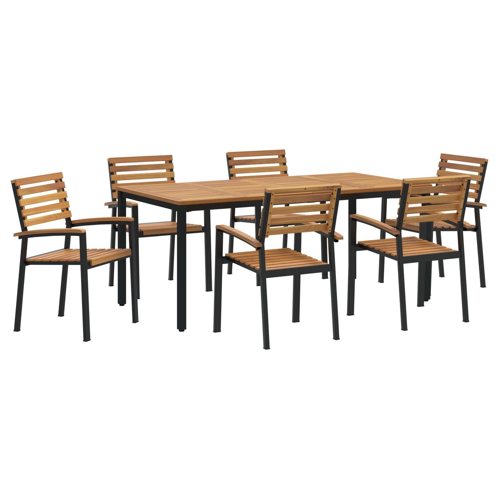 Have Spisebordssæt 7 stk Sort og brun 180 x 90 x 75 cm billede