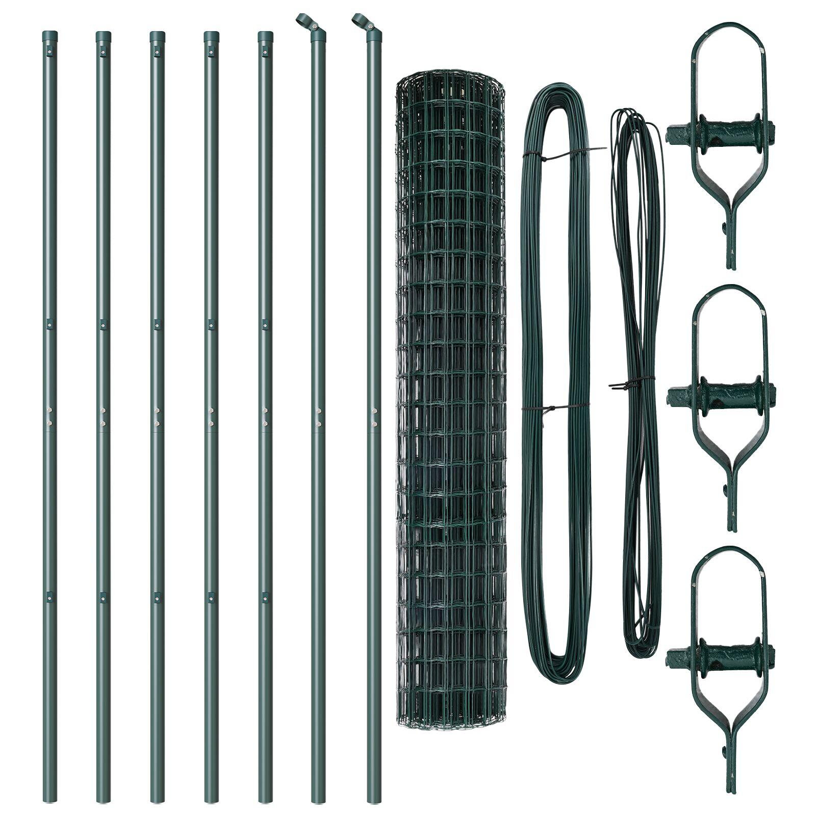Euro Hegn med 7 Stolper 1,6x10 m Galvaniseret Stål Grøn