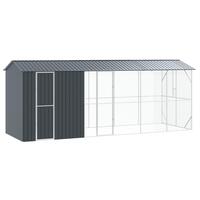 Fuglebur med udvidelse Antracit 210x640x247 cm Stål