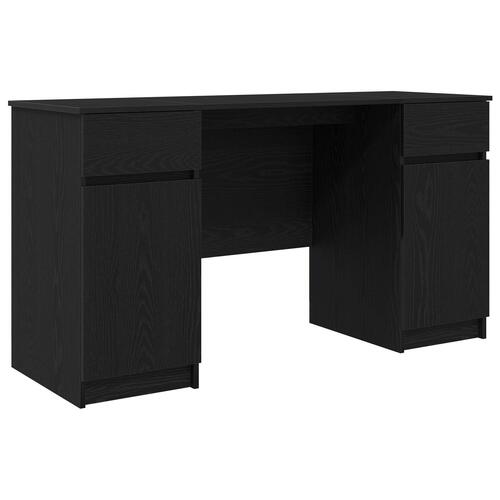 Skrivebord Sort Eg 140x49x76 cm Konstrueret Træ