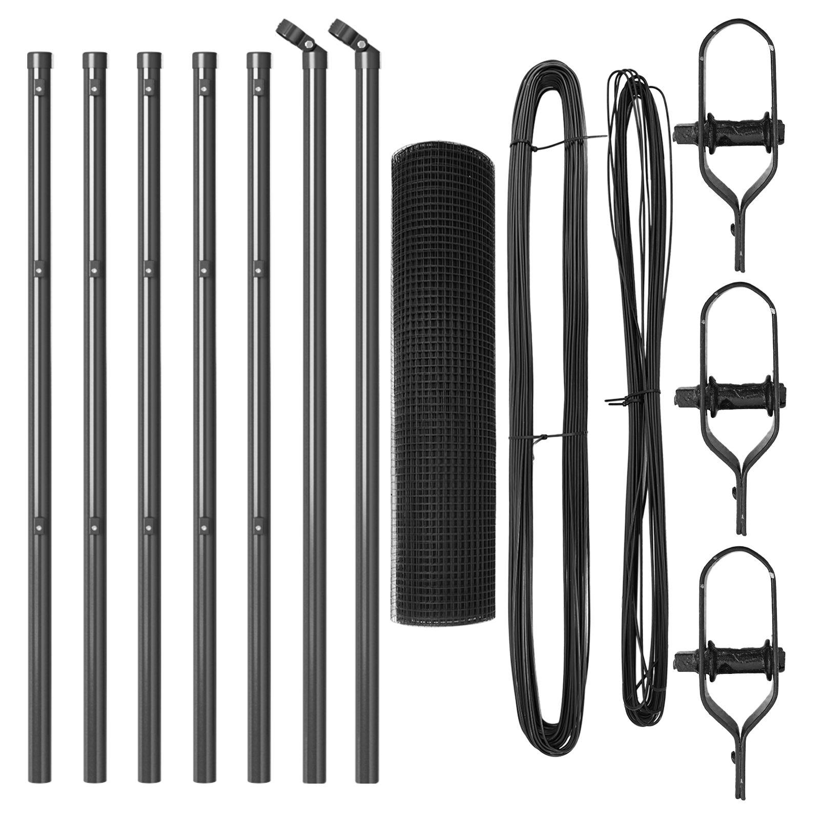 Svejset trådhegn med 7 stolper grå 0,4x10 m stål