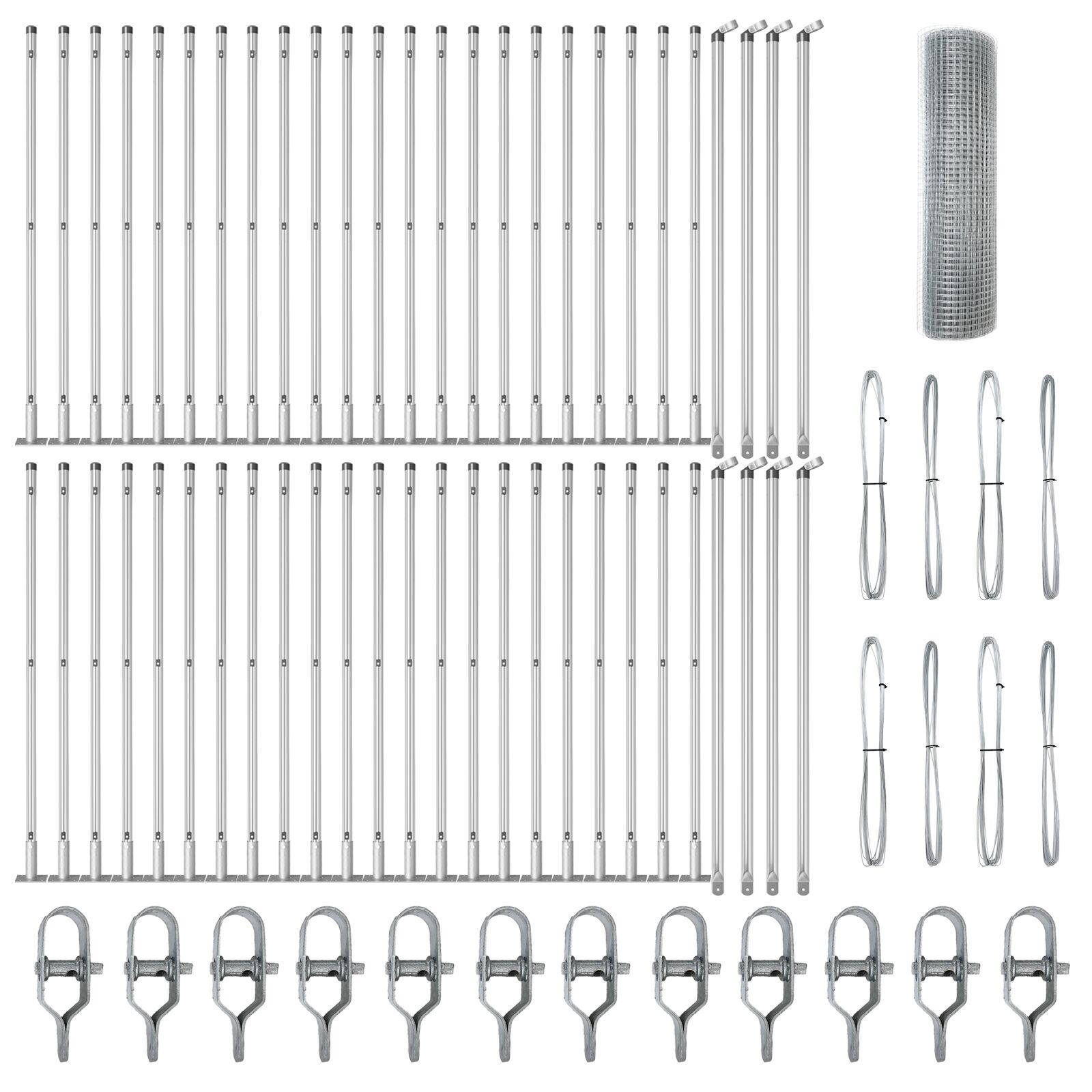 Svejset Trådhegn med 13 Flangerede Stolper 0.6x100 m Galvaniseret Stål