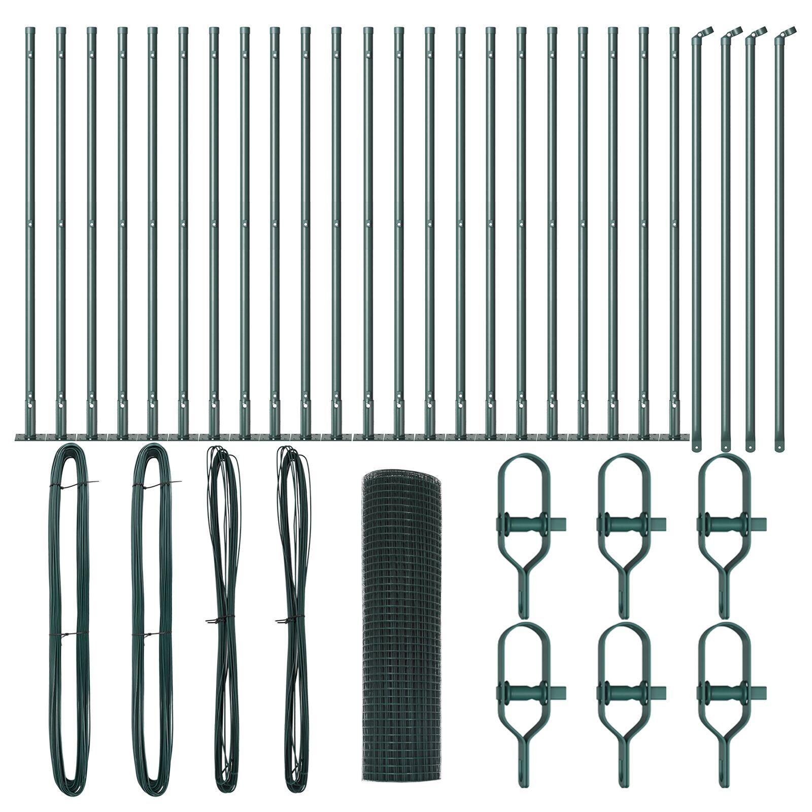 Svejset trådhegn med 13 flangestolper Grøn 0.4x50 m Stål