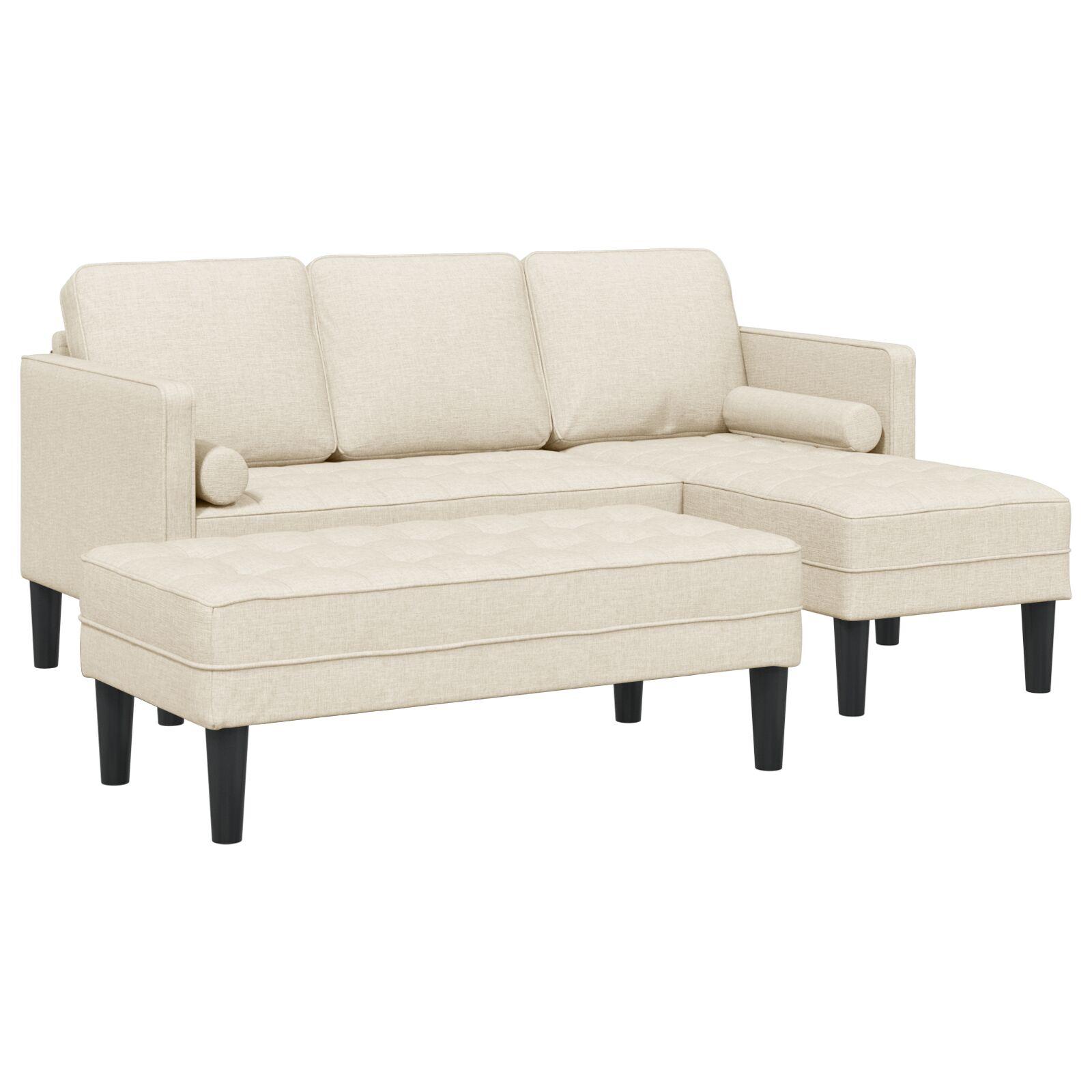 Sofa Sæt 2 stk Linned 173 x 131 x 67 cm Stof billede