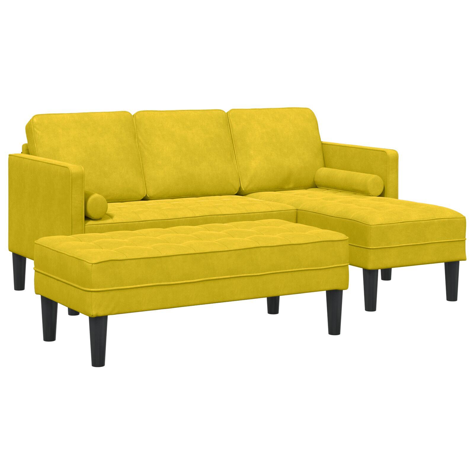 Sofa Sæt 2 stk Gul 173 x 131 x 67 cm Fløjl billede