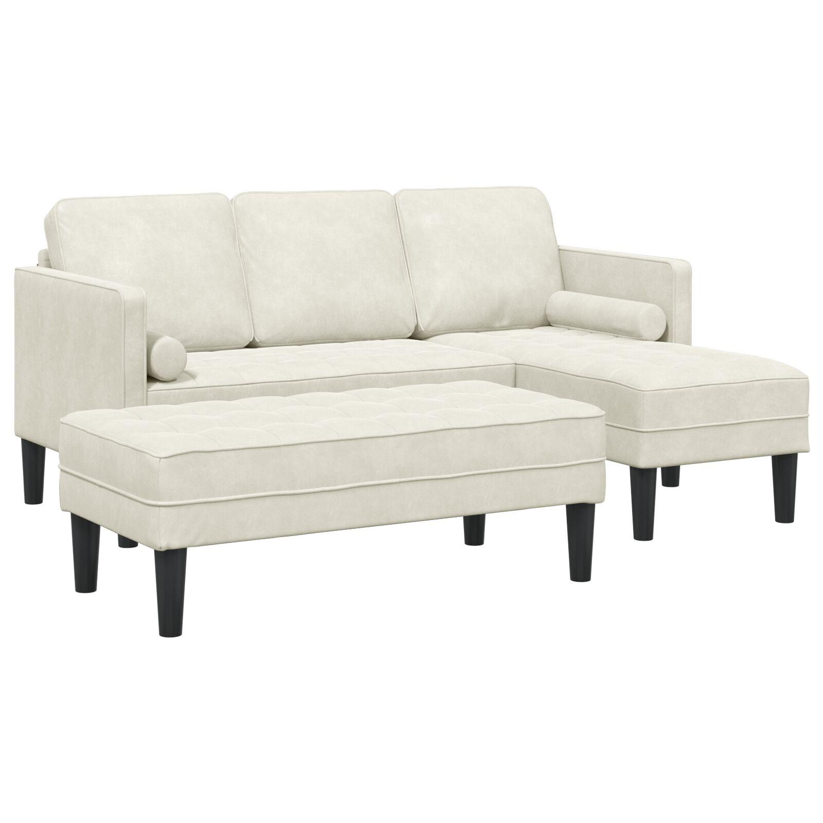 Sofa Sæt 2 stk Creme 173 x 131 x 67 cm Fløjl billede