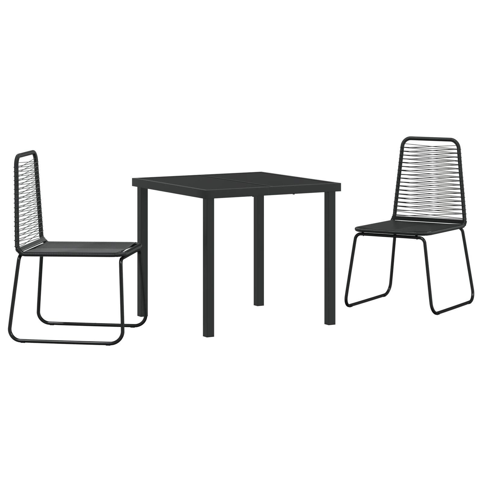 3 Delt Havemøbel Set Sort Poly Rattan