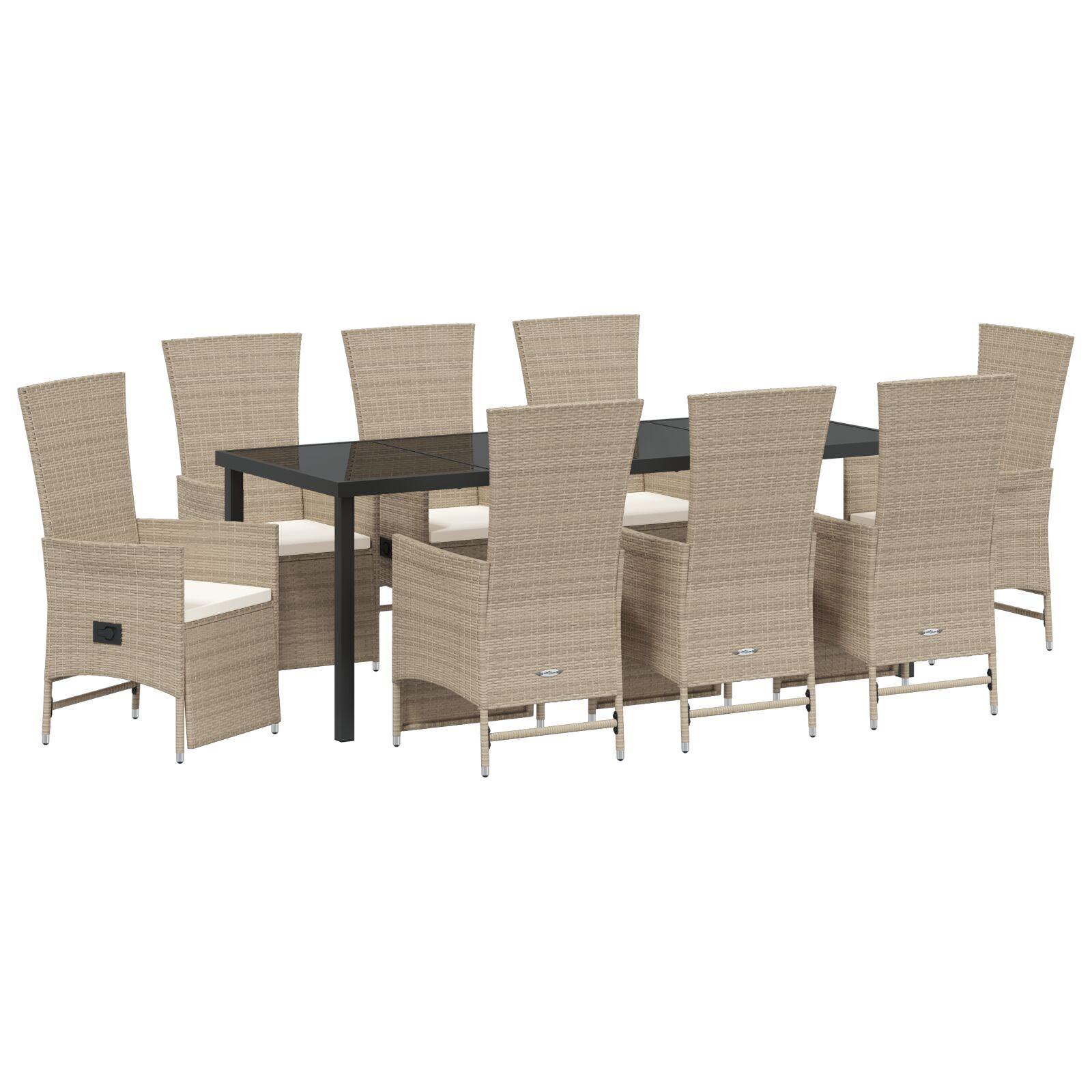 Have Spisebordssæt med pude 9 stk Beige polyrattan billede