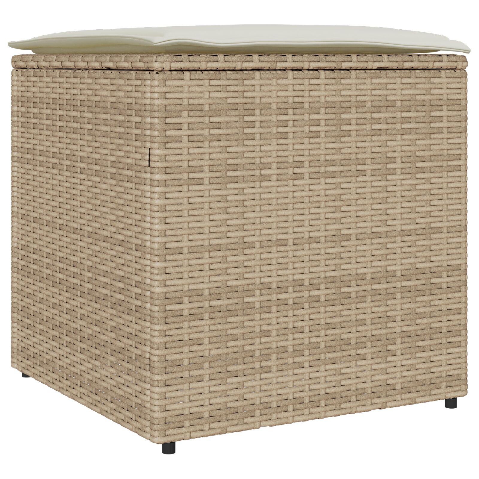 Opbevaringskasse Beige og cremehvid Rattan-effekt, polyesterpude