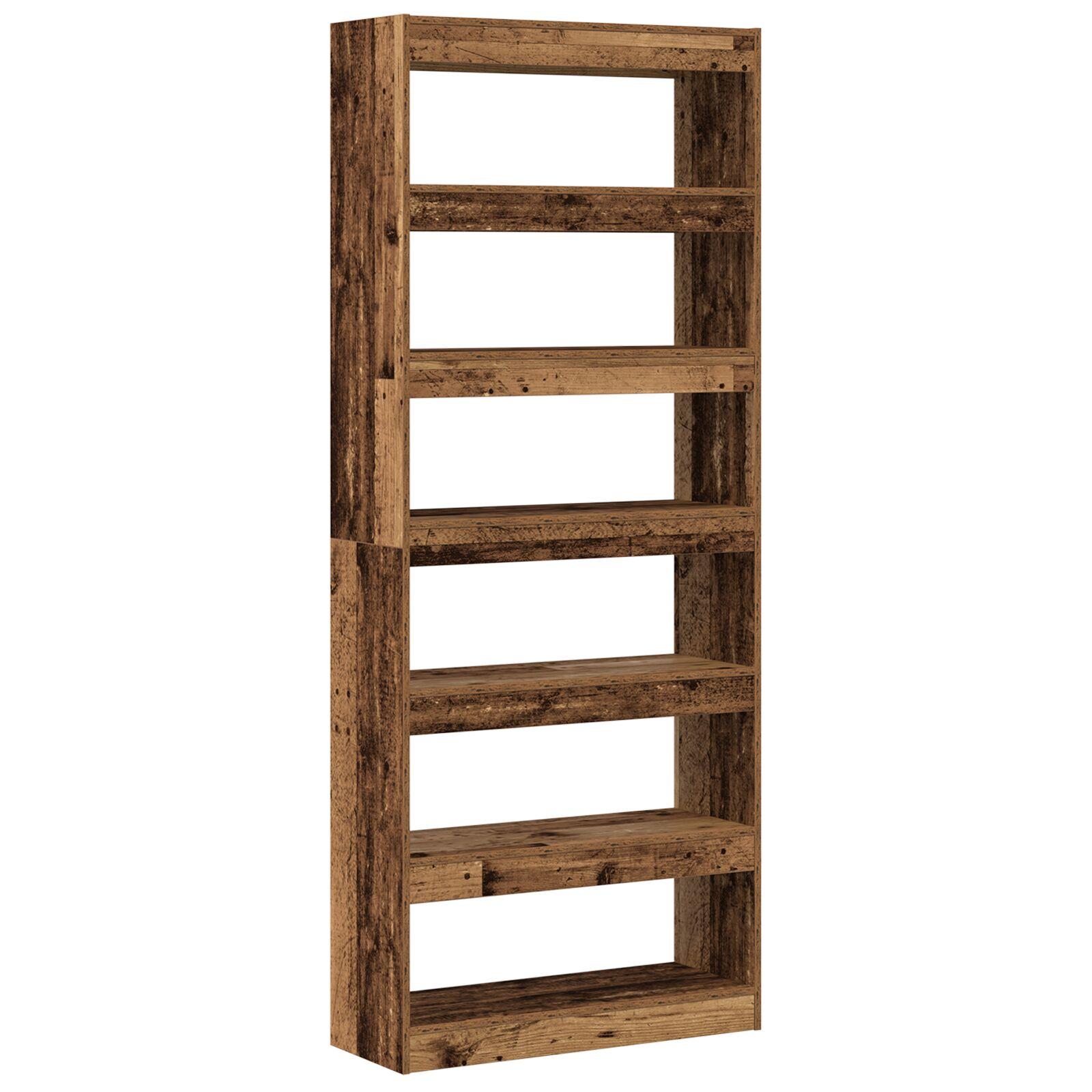 Bogreol med hylde Gammelt træ 80 x 30 x 198 cm Konstrueret træ billede