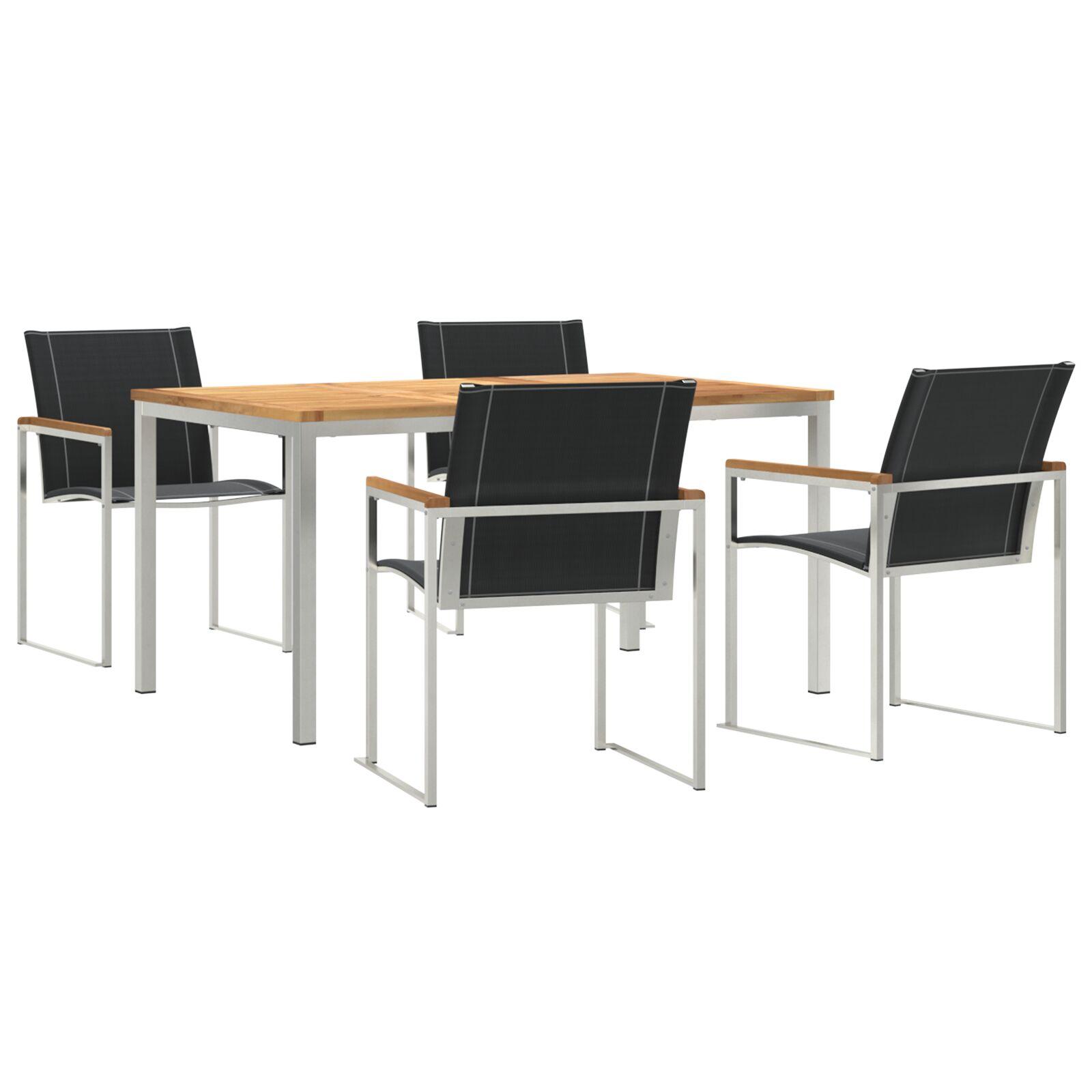 5 Delers Havemøbel Sæt Massivt Træ Akacietræ,  Udendørs Spisebord 150x90x75 cm Massivt Træ Akacietræ