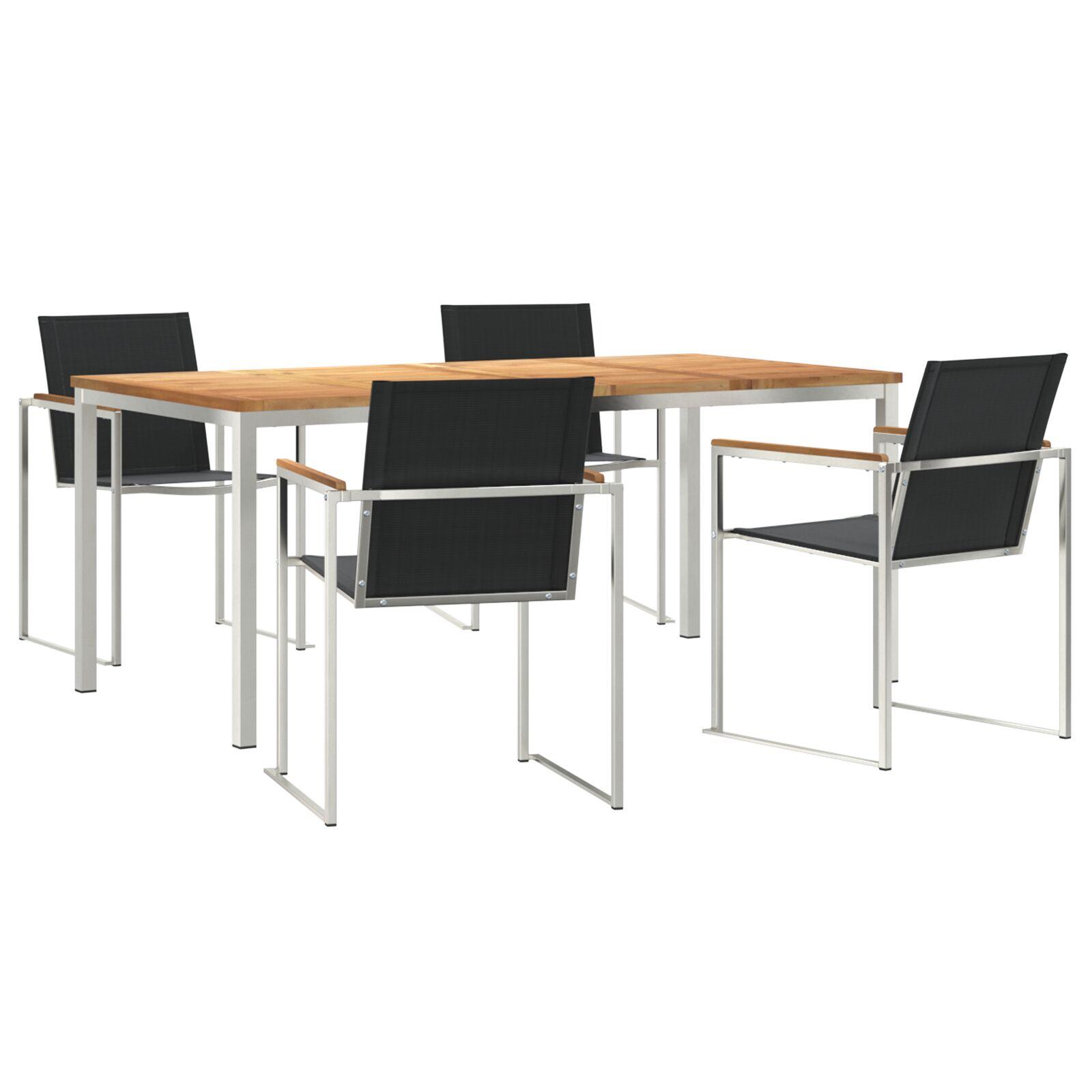 5 Stykke Have Spisebord Sæt Solid Teak,  Udendørs Spisebord 180x90x75 cm Solid Teak