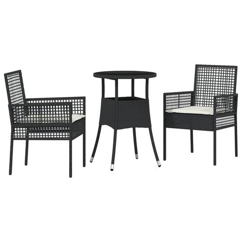 3-delt Have Spisebordssæt Sort Polyrattan