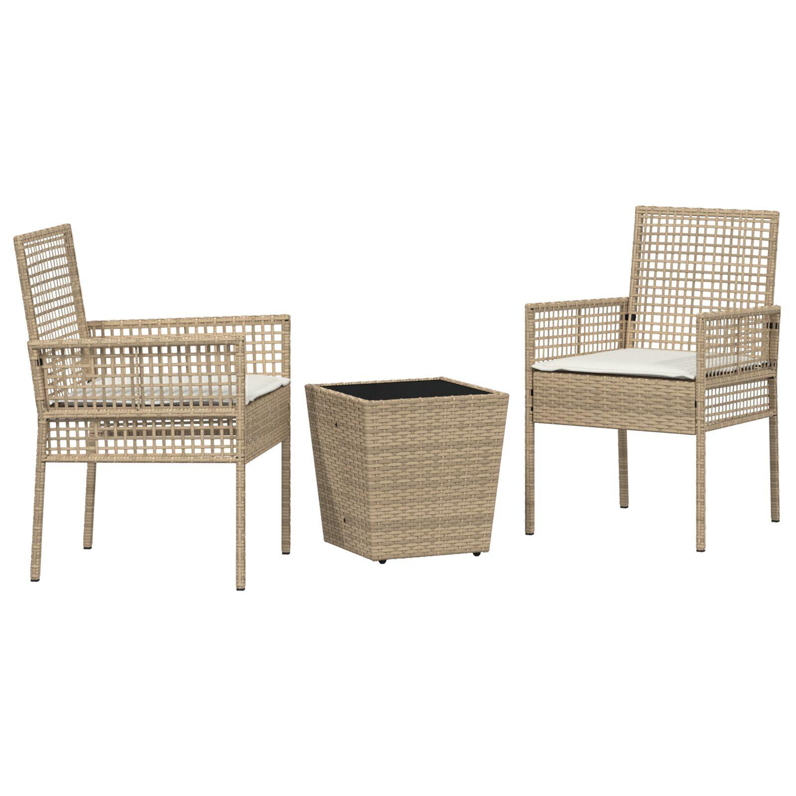 3-delt have bistro sæt med puder beige poly rattan