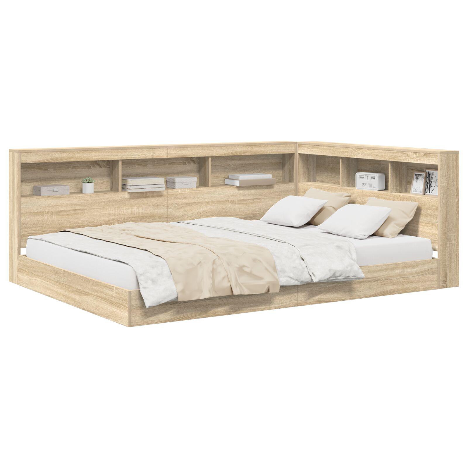 Bogreol Seng Sonoma Eg 160x200 cm Konstrueret Træ