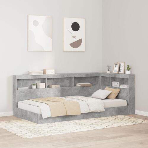 Bogreol Seng Betongrå 75x190 cm Ingenørtræ