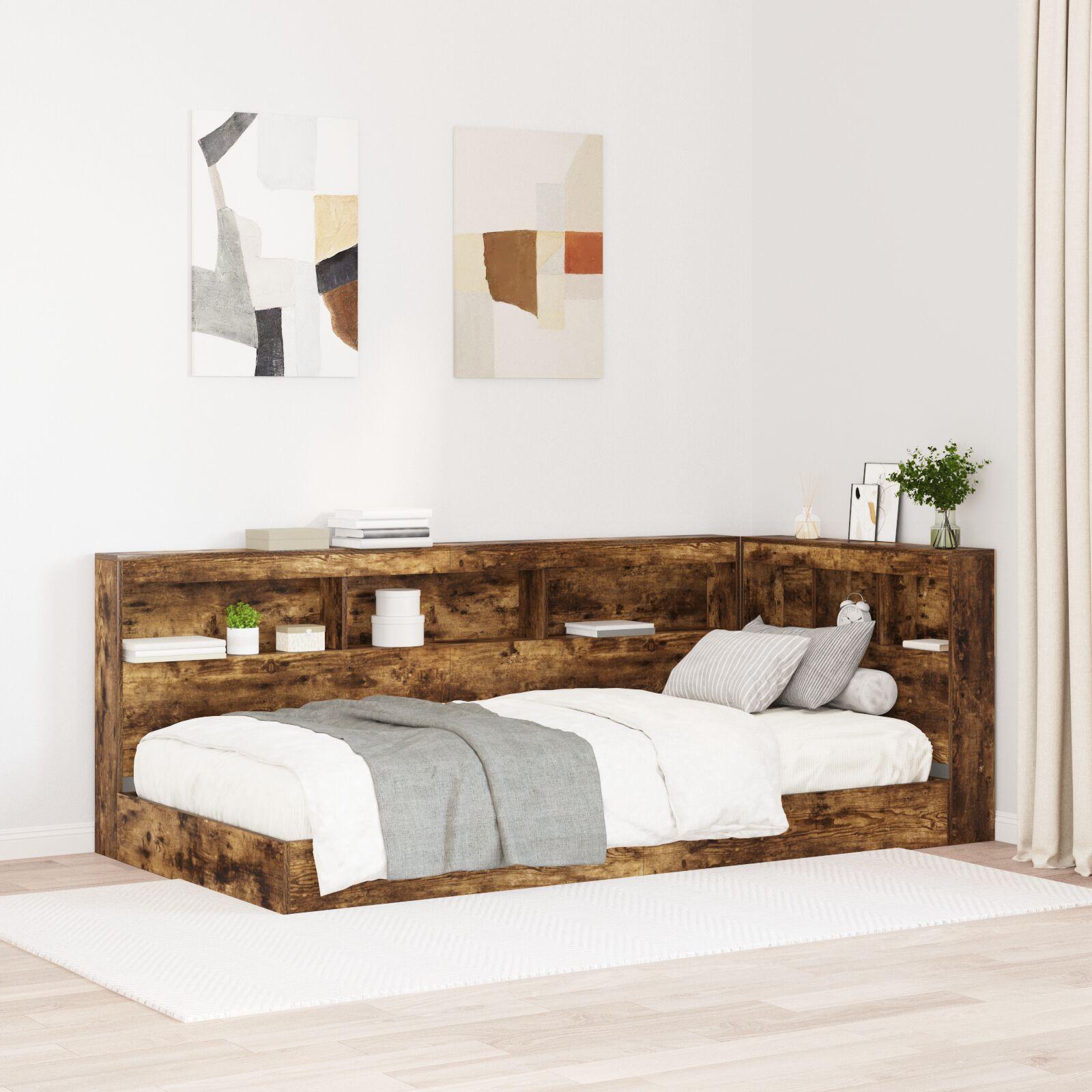 Bogreol Seng Røget Eg 75x190 cm Konstrueret Træ