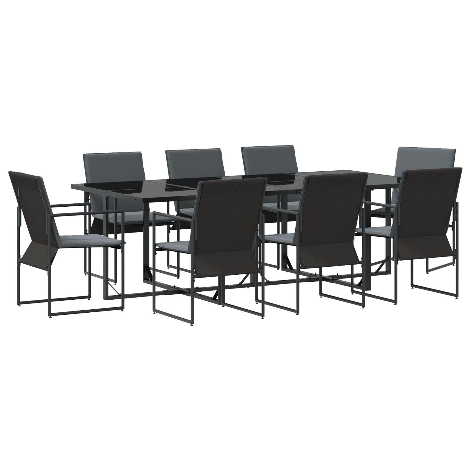 10 Stykker Have Spisebord Sæt med Puder Stål og Textilene