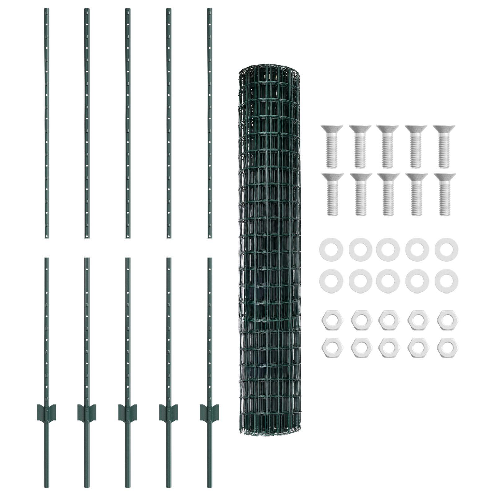 Euro Fence med 5 U-stolper Grøn 1,4x10 m Stål