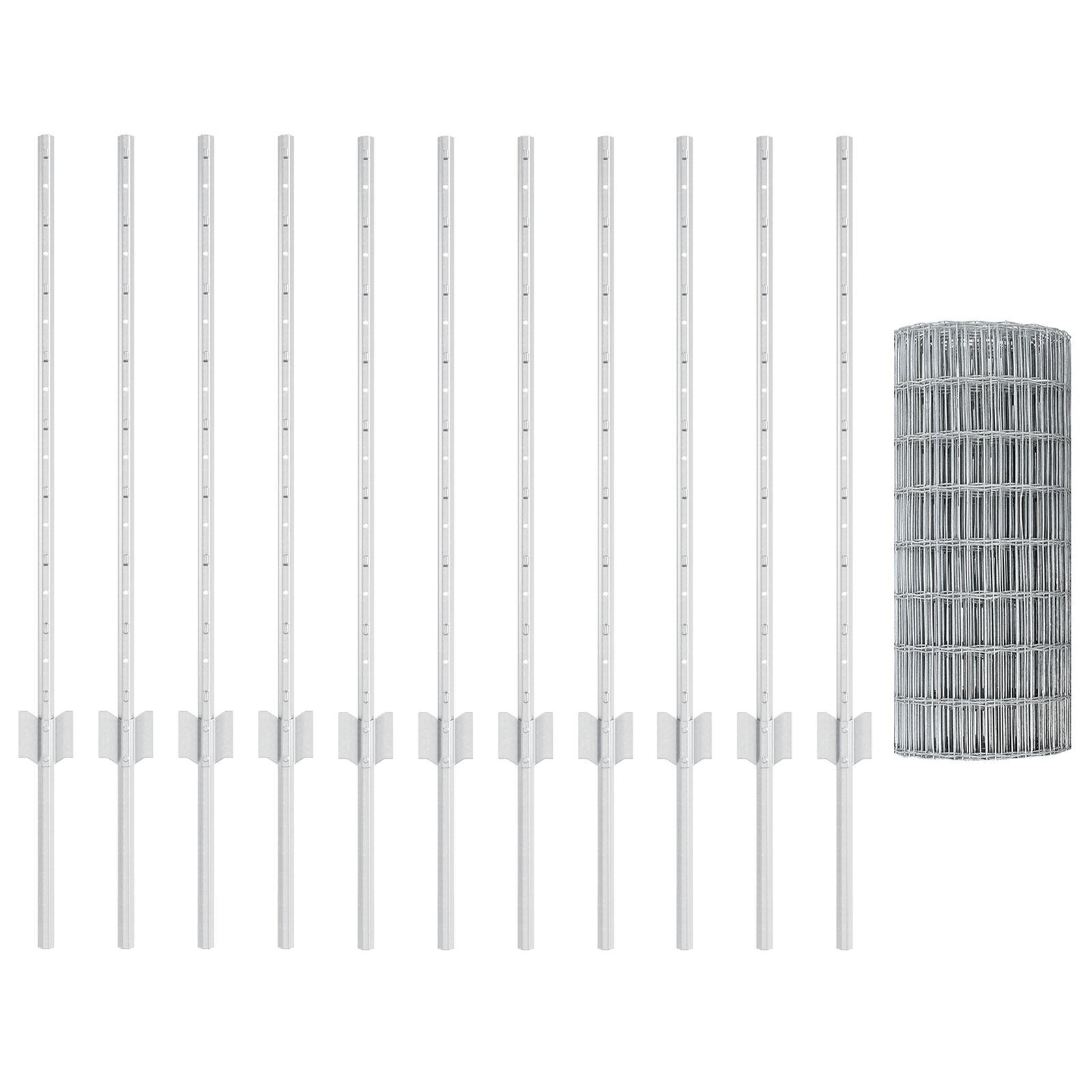 Euro Hegn med 11 U-stolper Sølv 0,8x25 m Stål